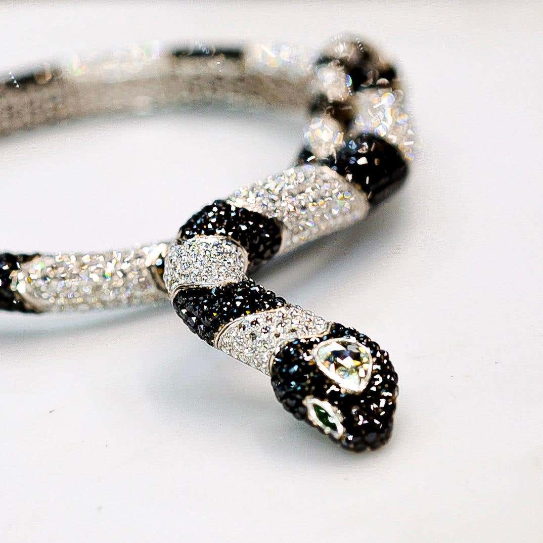 De Grisogono 18K White Gold White & Black Diamond Snake Necklace - The Back Vault