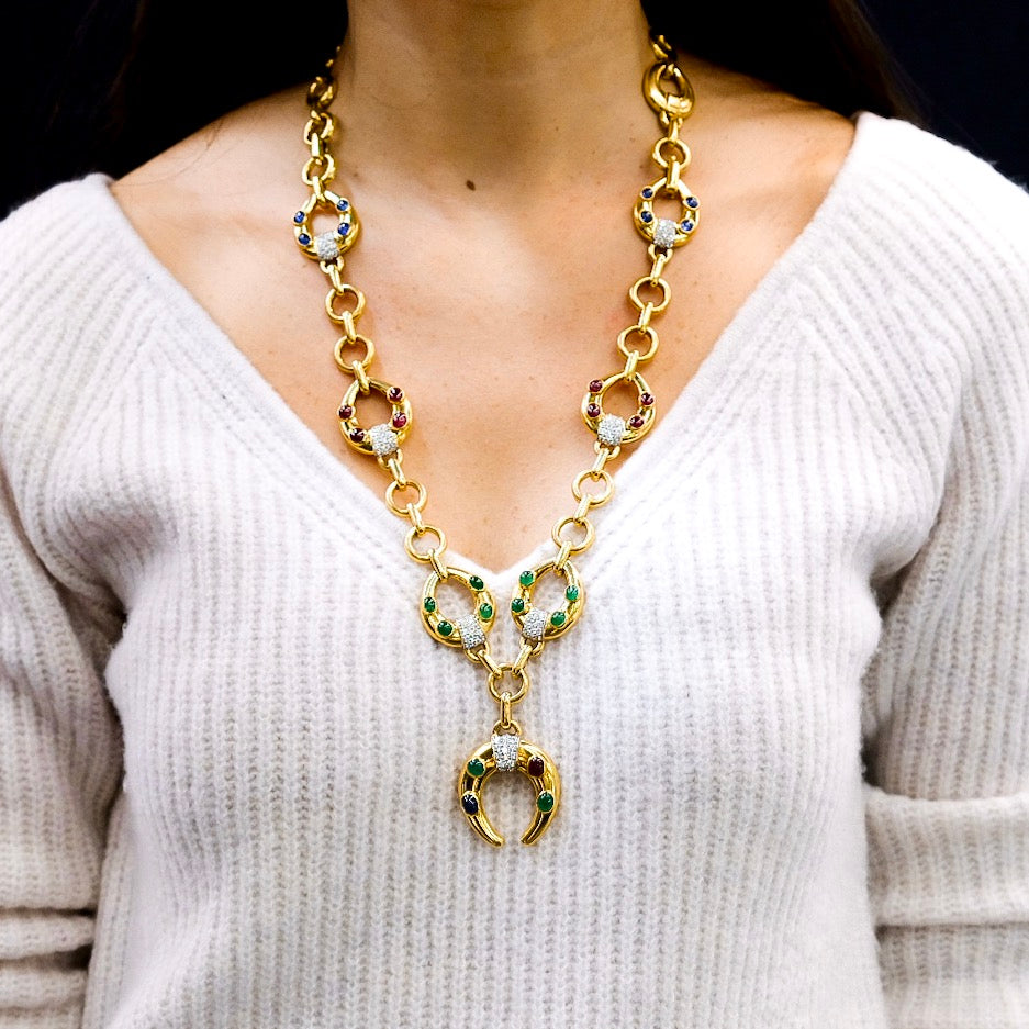 Christian Dior GROSSE 1970s Vintage Lucky Clover Flower Pendant Elegant  Necklace