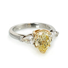 2 carat Pear Shape Diamond Fancy Intense Yellow GIA Three Stone Ring - The Back Vault