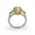 2 carat Pear Shape Diamond Fancy Intense Yellow GIA Three Stone Ring - The Back Vault