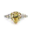 2 carat Pear Shape Diamond Fancy Intense Yellow GIA Three Stone Ring - The Back Vault