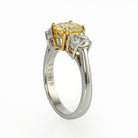 1.45 carat Fancy Yellow Round Diamond Three Stone Ring - The Back Vault Jewelry