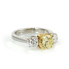 1.45 carat Fancy Yellow Round Diamond Three Stone Ring - The Back Vault Jewelry