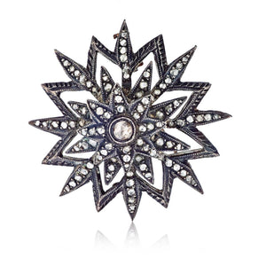 Antqiue Star Rose Cut Diamond Brooch