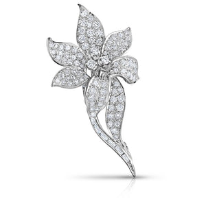 Platinum 5.00 Carat Diamond Flower Brooch