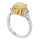 2 carat Round Diamond Fancy Intense Yellow GIA Three Stone Engagement Ring - The Back Vault