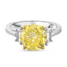 2 carat Round Diamond Fancy Intense Yellow GIA Three Stone Engagement Ring - The Back Vault