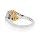 2 carat Radiant Cut Diamond Fancy Intense Yellow GIA Three Stone Engagement Ring - The Back Vault