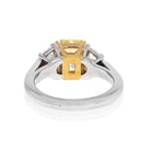 2 carat Radiant Cut Diamond Fancy Intense Yellow GIA Three Stone Engagement Ring - The Back Vault