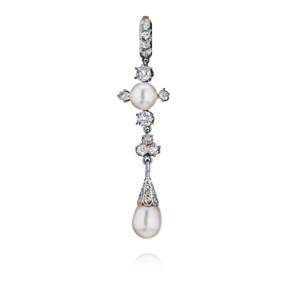 Vintage Natural Pearl And Diamond Pendant - The Back Vault