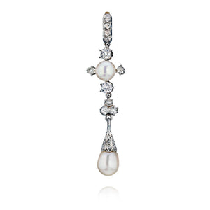 Vintage Natural Pearl And Diamond Pendant