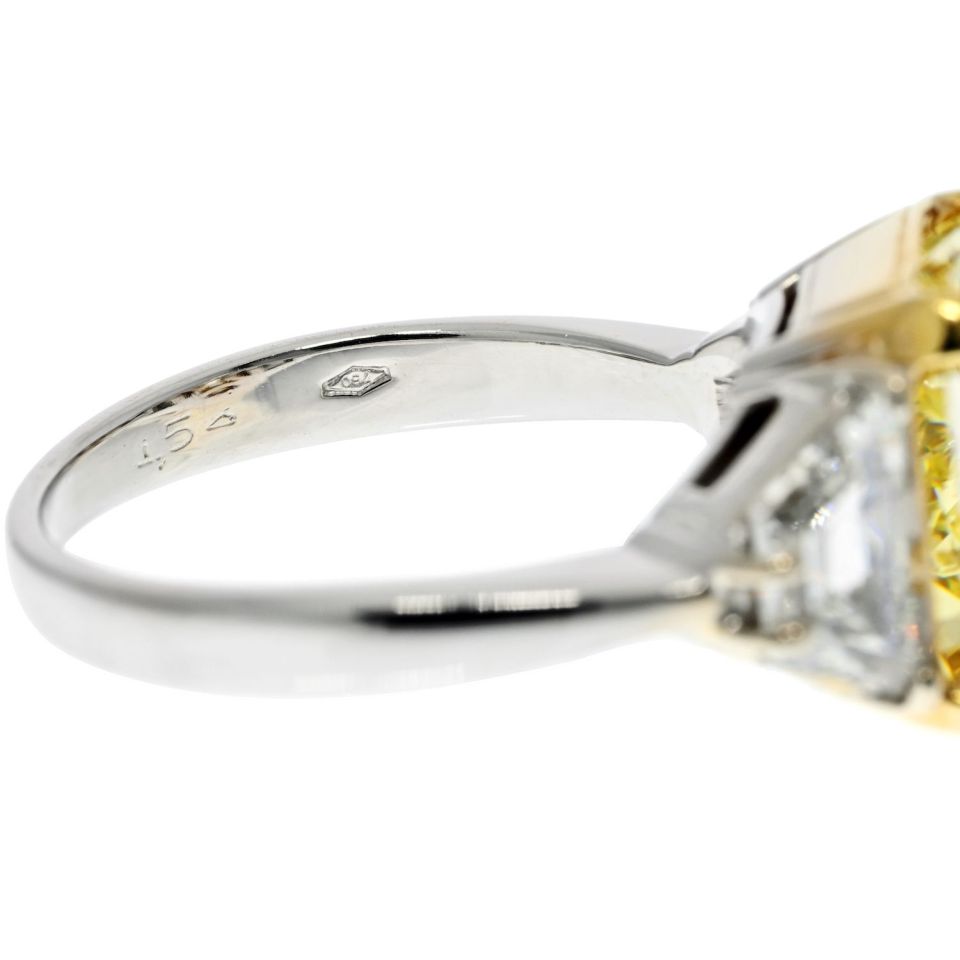 7 carat Radiant Cut Diamond Fancy Yellow GIA 7.05 Carat Fancy Yellow VS2 Clarity Radiant Cut Ring - The Back Vault