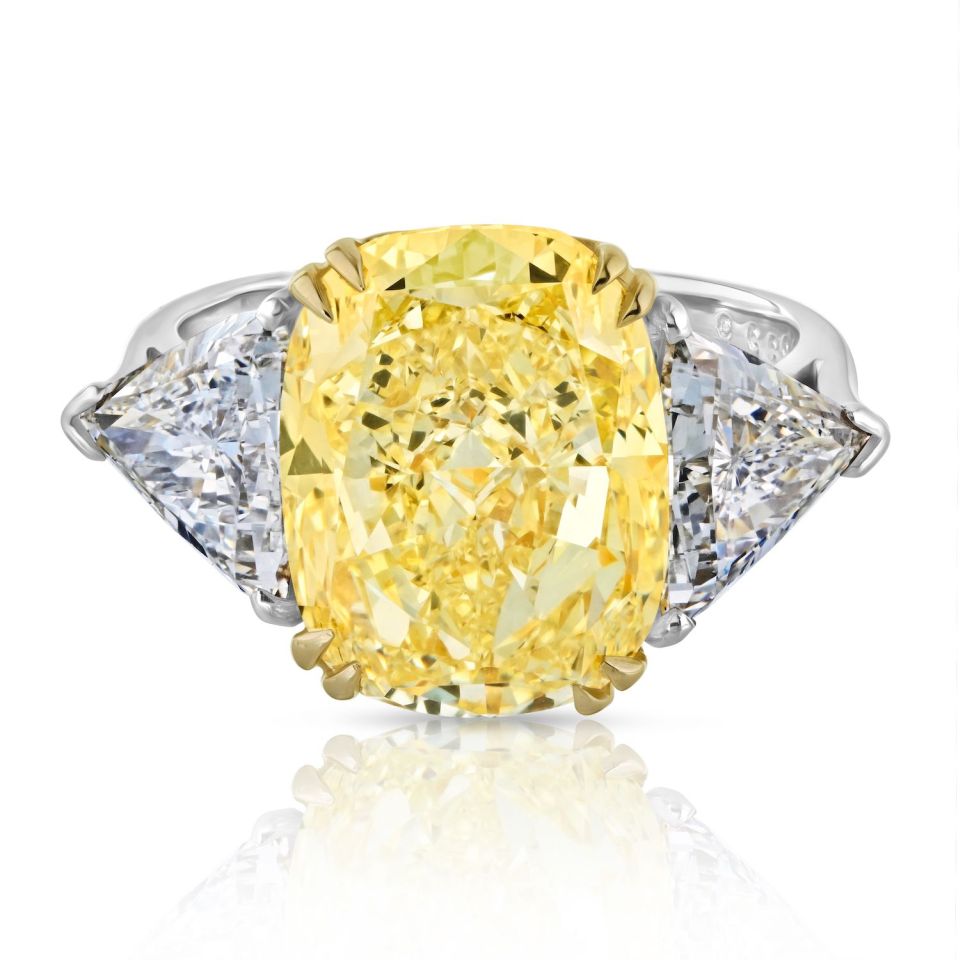 1.20 carat Trillian Diamond H GIA TR~1.20ct H/SI2 GIA & 2TR~2.42tw H/SI1 GIA Ring - The Back Vault