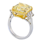 10 carat Radiant Cut Diamond Fancy Intense Yellow GIA Three Stone Engagement Ring - The Back Vault