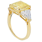 5 carat Radiant Cut Diamond Fancy Vivid Yellow GIA Trillions Ring - The Back Vault