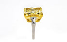 20 carat Radiant Cut Diamond Fancy Intense Yellow GIA  Bullets on the side Ring - The Back Vault