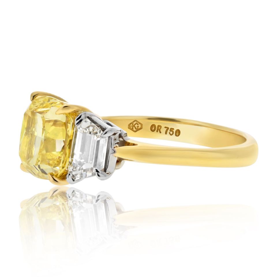 2.50 ct Yellow Diamond Simulant Ring, outlet Engagement ring, Octagon Cut Fancy Yellow Diamond Ring, Vivid Yellow diamond halo ring