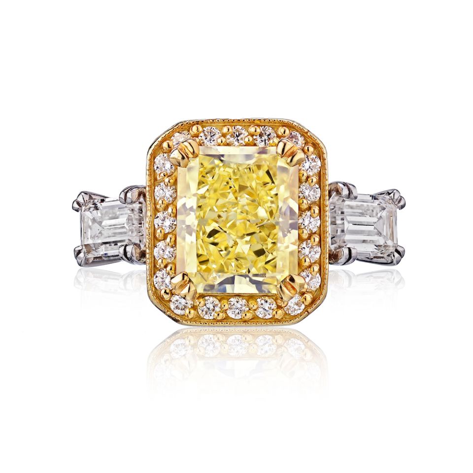 3 carat Radiant Cut Diamond Fancy Yellow GIA  Ring - The Back Vault