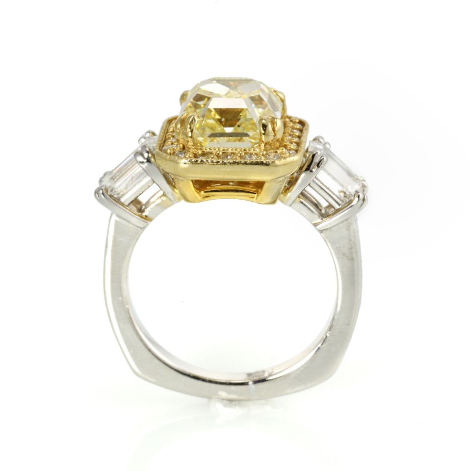 3 carat Radiant Cut Diamond Fancy Yellow GIA  Ring - The Back Vault