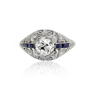 Art Deco 1.21 Old European Cut diamond J-K/SI1 Vintage Ring