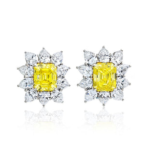 8.44 carats Fancy Vivid Yellow Diamond Earrings