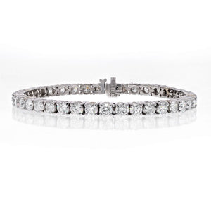 14K White Gold 10.65cts Round Cut Straight Line Tennis Bracelet