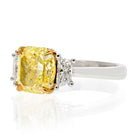 2 carat Radiant Cut Diamond Fancy Yellow Three Stone Engagement Ring - The Back Vault