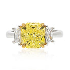 2 carat Radiant Cut Diamond Fancy Yellow Three Stone Engagement Ring - The Back Vault