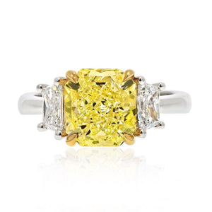 2 carat Radiant Cut Diamond Fancy Yellow GIA  Ring