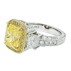 3 carat Radiant Cut Fancy Intense Yellow Diamond Engagement Ring - The Back Vault