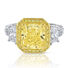 3 carat Radiant Cut Fancy Intense Yellow Diamond Engagement Ring - The Back Vault