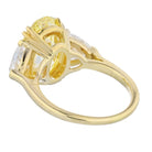 6.95 Carat Oval Cut Fancy Intense Yellow Three Stone Diamond Engagement Ring - The Back Vault