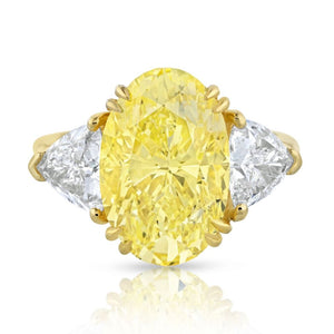 6 carat Oval Diamond Fancy Intense Yellow GIA  Ring