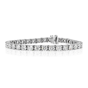 14K White Gold 9.16 Carat Round Cut Diamond Tennis Bracelet