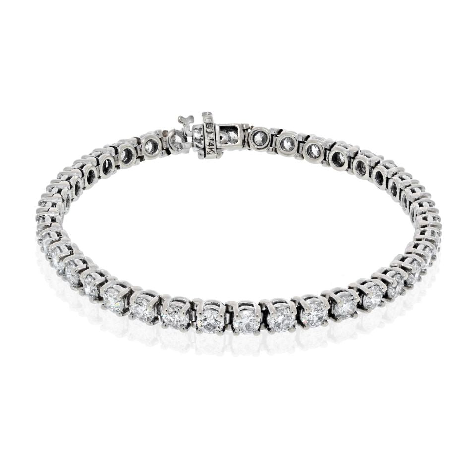 14K White Gold Straightlined w/ 38 stones approx 0.23ct Tennis Bracelet - The Back Vault