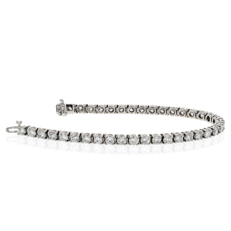 14K White Gold Straightlined w/ 38 stones approx 0.23ct Tennis Bracelet - The Back Vault