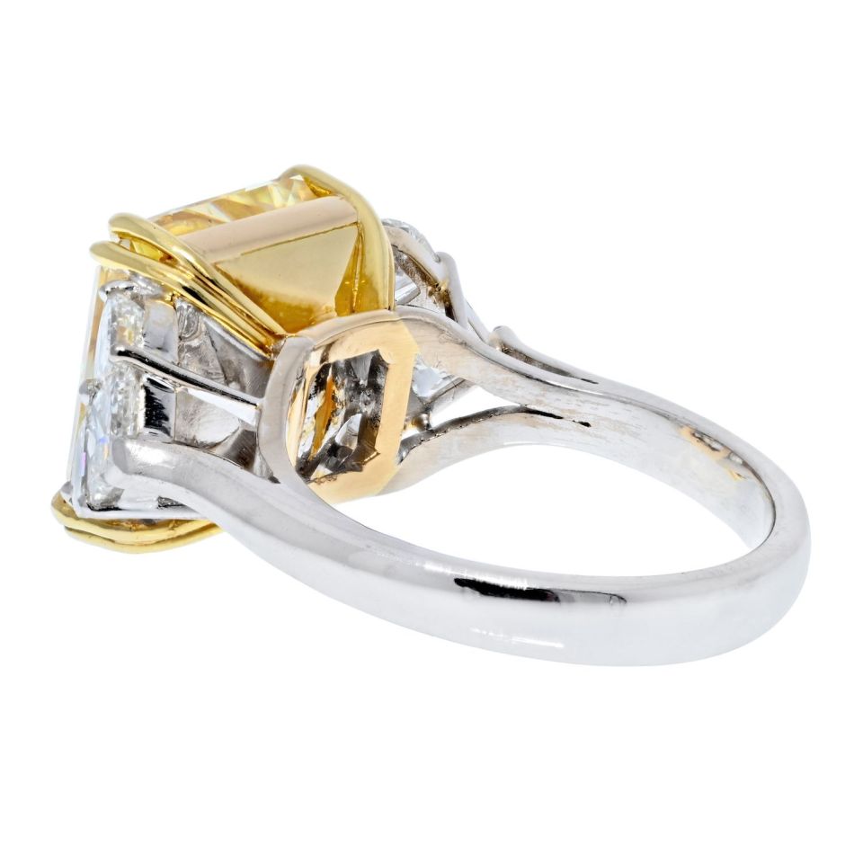 12.96 carat Radiant Cut Diamond Fancy Yellow SI1 GIA Engagement Ring - The Back Vault