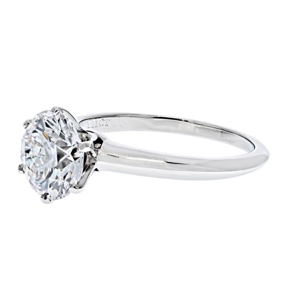 Tiffany & Co. 2.11 Carat F color VVS2 clarity Six Prong Solitaire Engagement Ring - The Back Vault