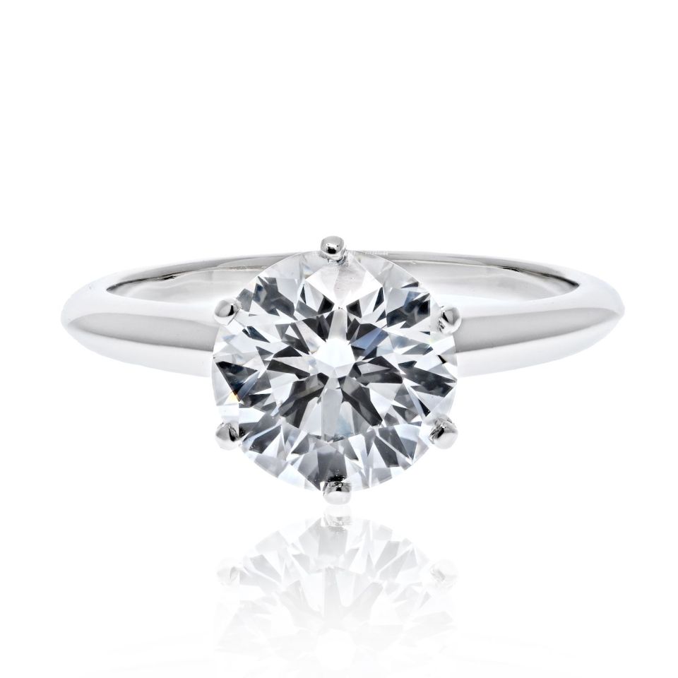 Tiffany & Co. 2.11 Carat F color VVS2 clarity Six Prong Solitaire Engagement Ring - The Back Vault