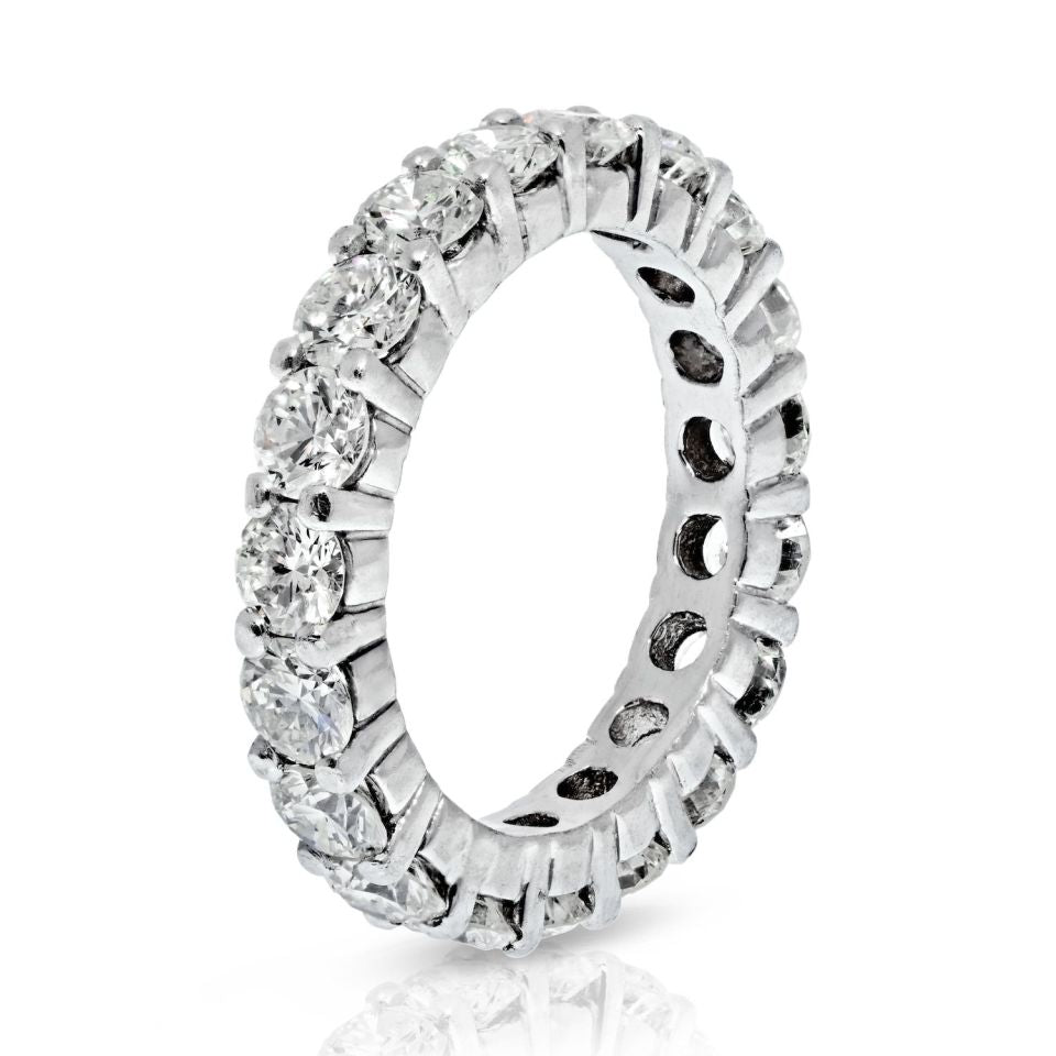 14K White Gold 3.50 Carats Round Cut Diamond Eternity Band - The Back Vault