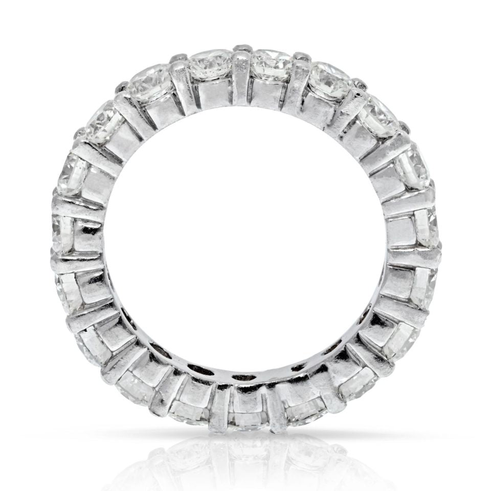 14K White Gold 3.50 Carats Round Cut Diamond Eternity Band - The Back Vault