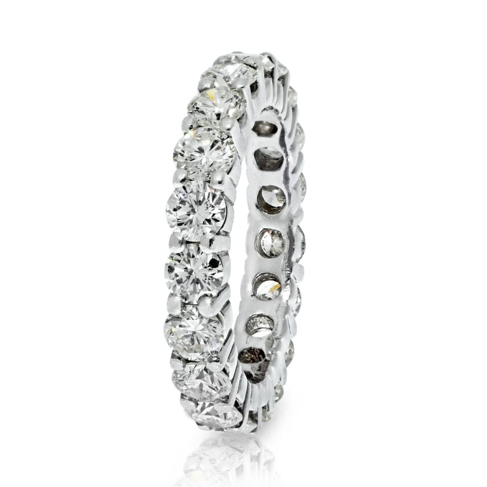 14K White Gold 3.50 Carats Round Cut Diamond Eternity Band - The Back Vault