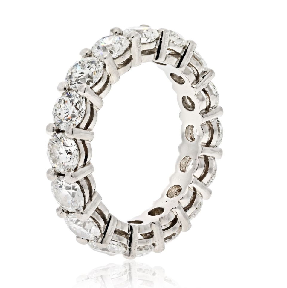 Platinum 4.00cttw Round Cut Diamond Shared Prong Eternity Band - The Back Vault