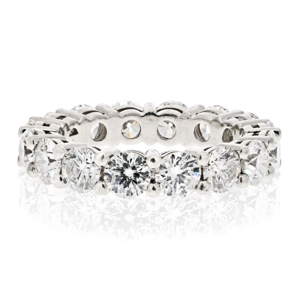 Platinum 4.00cttw Round Cut Diamond Shared Prong Eternity Band - The Back Vault