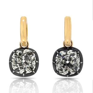 18K Yellow Gold 14.60cttw Old Mine Cut Diamond Drop Earrings