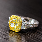 3 carat Radiant Cut Fancy Intense Yellow Diamond Engagement Ring - The Back Vault