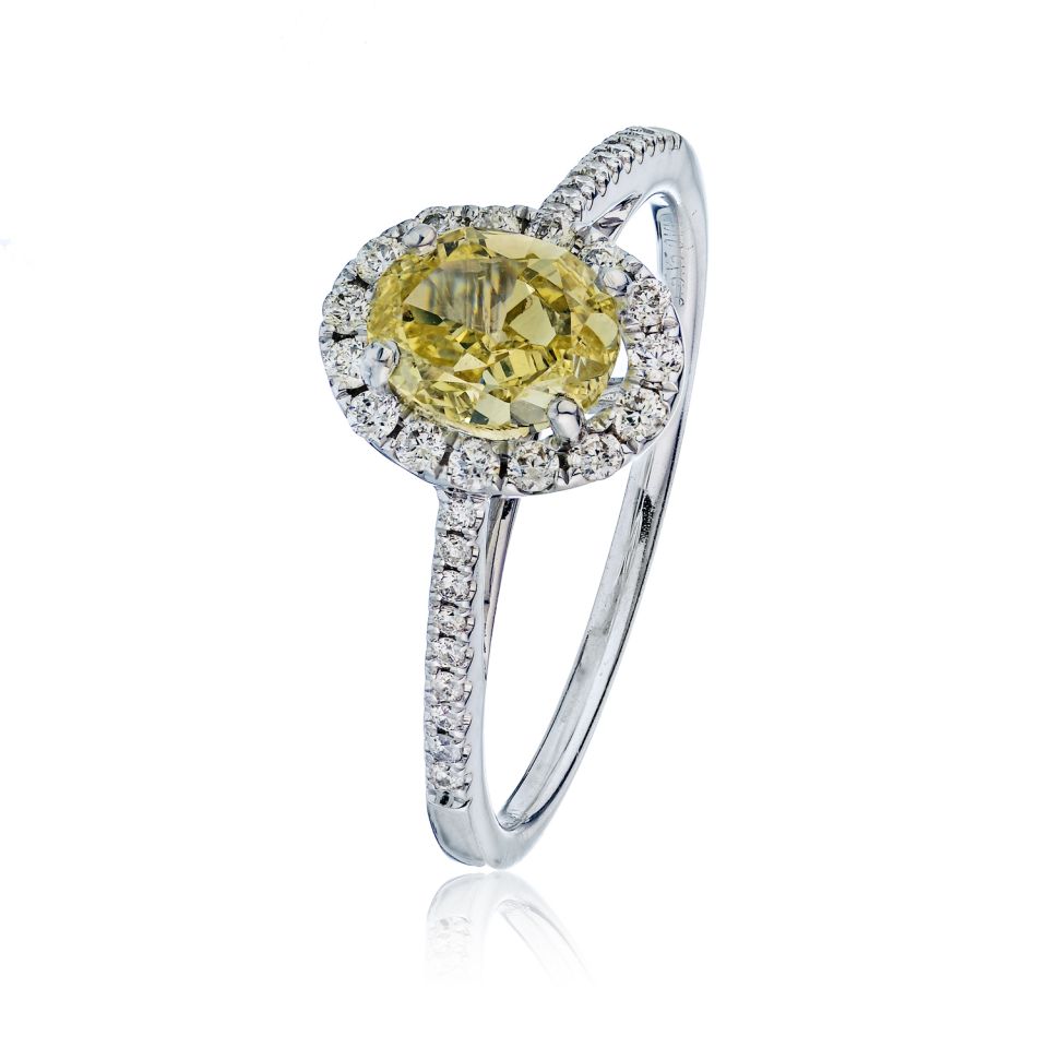 0.90 carat Oval Diamond Fancy Yellow GIA  Ring - The Back Vault