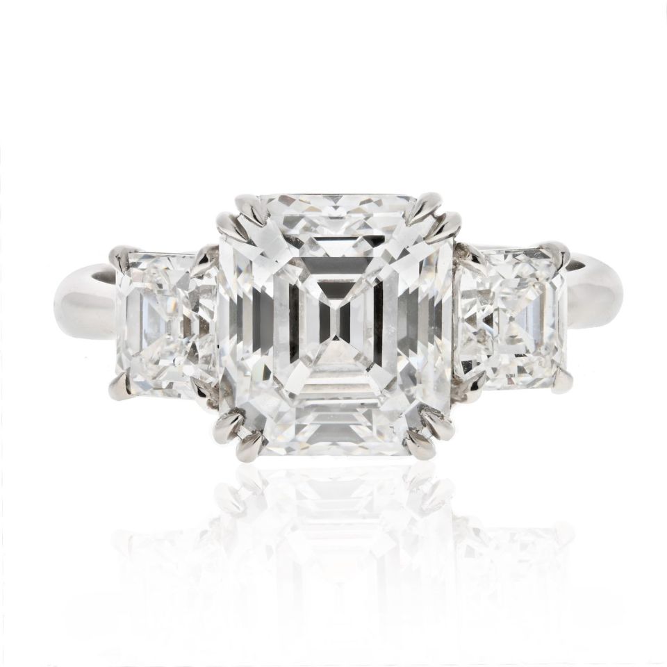 Ascher Cut 3 carat Emerald Cut Diamond D/VVS2 GIA  Ring - The Back Vault