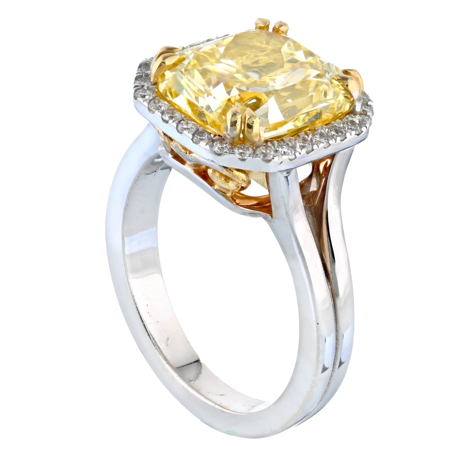 5 carat Radiant Cut Diamond Fancy Intense Yellow GIA  Ring - The Back Vault