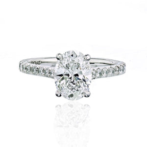 2 carat Oval Diamond D/SI1 GIA Pave Engagement Ring